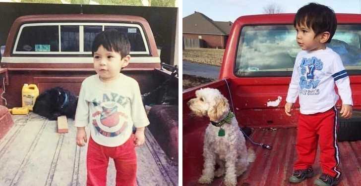 6. „Z lewej, mój mąż w 1992 roku na samochodzie jego rodziсów. Z prawej, nasz syn i nasz samochód.”