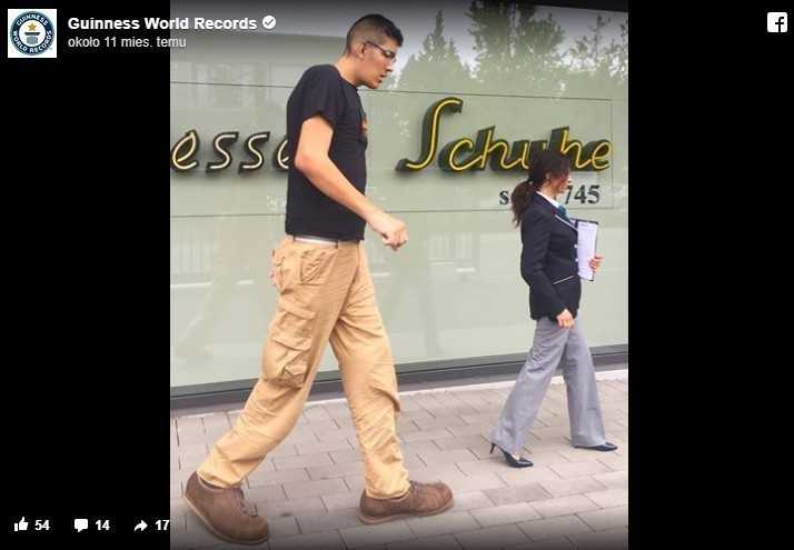 5. Jeison Orlando Rodríguez Hernández to rekordzista pod względem rozmiaru stopy. Jest ona długa na 40.5 cm