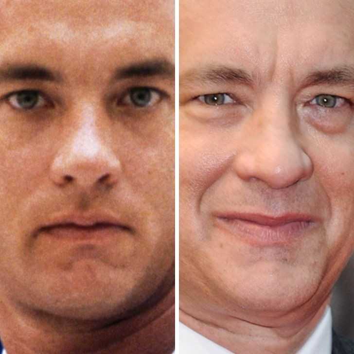 Tom Hanks - 39 lat vs 54 lata