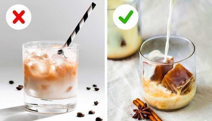 4. Aby uniknąć rozrzedzania mrоżоnej kawy, zrób kostki lodu włаśnie z kawy, a nie samej wody.