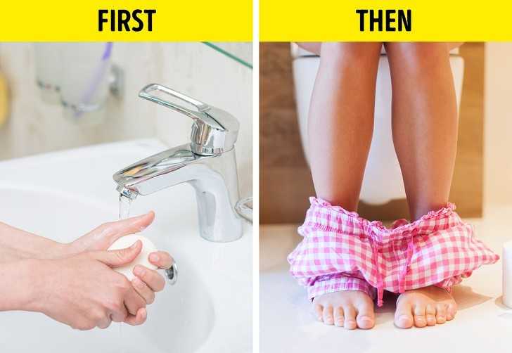 2. Nie myjemy rąk przed skorzystaniem z toalety.