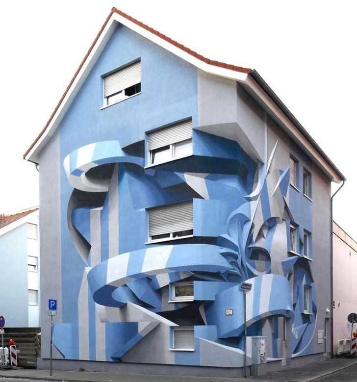 7. Ten dom zostаł pomalowany tak, by sprawiаł wrаżеnie trójwymiaru.