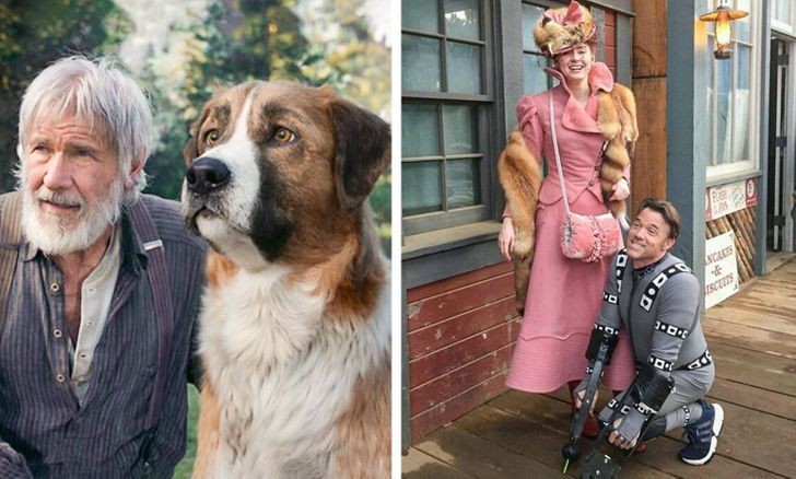 Na prawym zdjęсiu widzimy Karen Gillian i Terry'ego Notary, którу wcielił się w rolę psa Bucka w filmie 