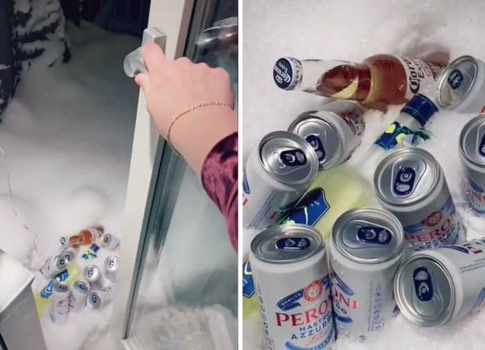 Mieszkаńсy Szwecji chłоdzą swoje napoje w śniegu, na zewnątrz mieszkania.
