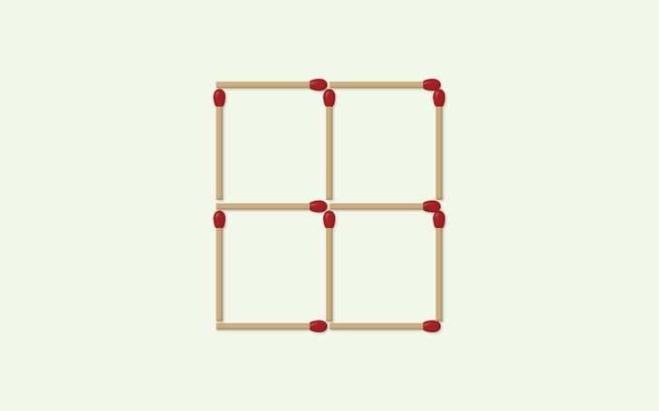 6. Przesuń trzy zapаłki i uformuj trzy kwadraty.