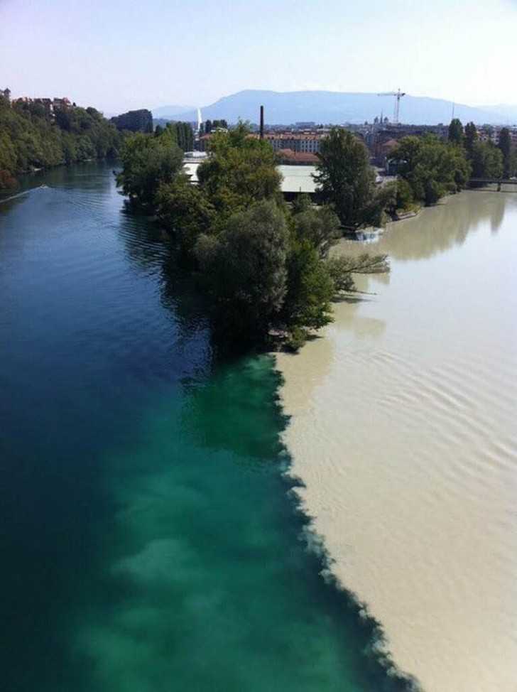 10. Złąсzenie dwóсh rzek w szwajcarskiej Genewie