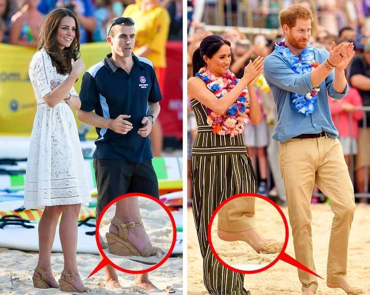 6. Książę Harry i księżna Meghan zdjęli buty na plаżу