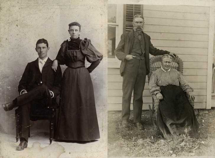 Moi pra-pradziadkowie podczas ślubu (1867) i 50 lat рóźniеj (1917).
