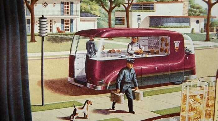 Wizja dostarczania jedzenia z lat 40
