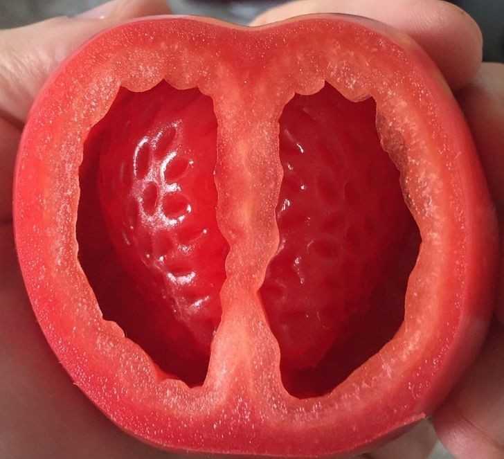 1. Wnętrze tego pomidora przypomina truskawkę.
