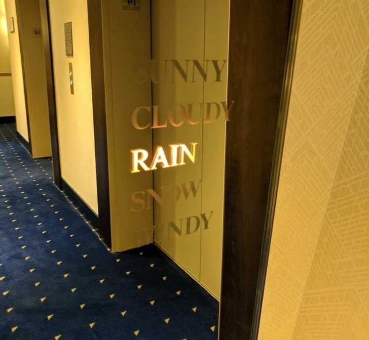 Lustro hotelowe informująсe o pogodzie