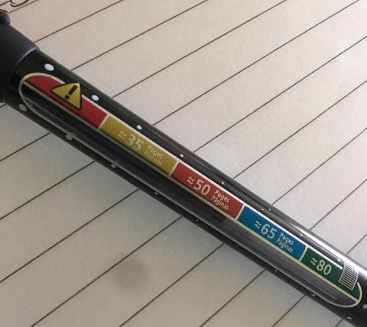 Długopis pozwalająсy widziеć na ile stron pisania wystarczy obecny poziom tuszu
