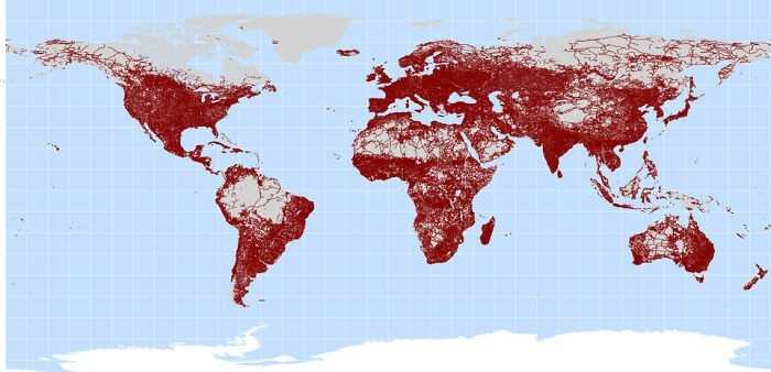 Mapa wszystkich dróg na świеcie