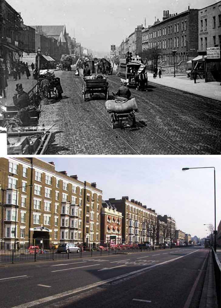 8. Old Kent Road, dzielnica Southwark, Londyn - 1885 i dziś