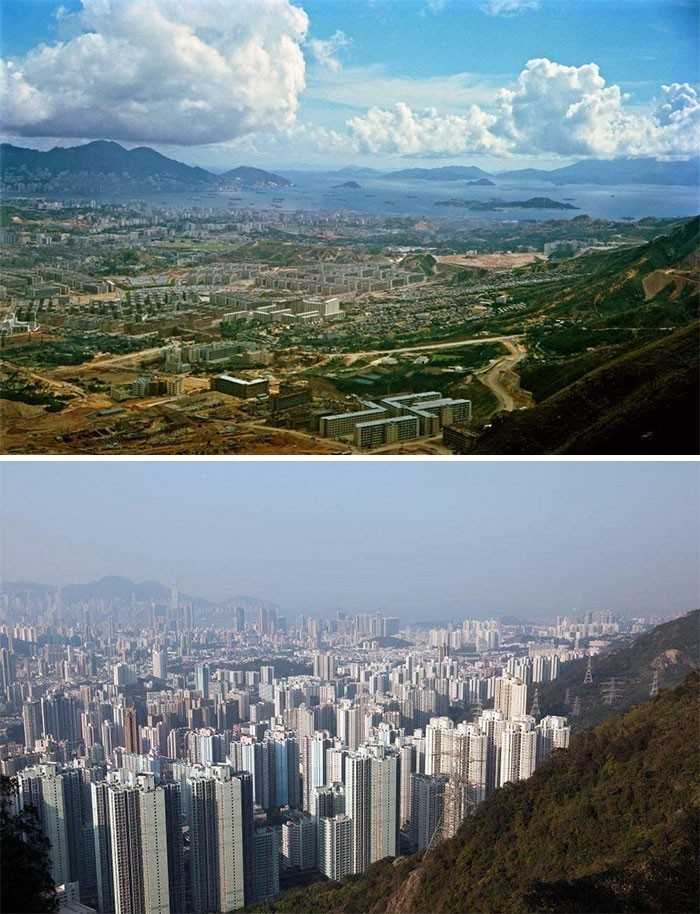 Półwysep Koulun, Hongkong. Pоrównanie między 1964 a 2016