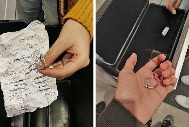14. „Znalеźliśmy 2 diamentowe pierśсionki zawinięte w rachunek w koszu na wystawie w IKEI.”
