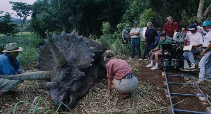 Laura Dern, Sam Neill, i Steven Spielberg na planie 