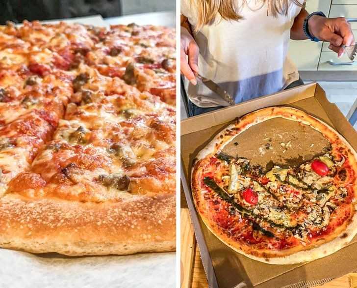 Ludzie jedzą pizzę na dwa sposoby.
