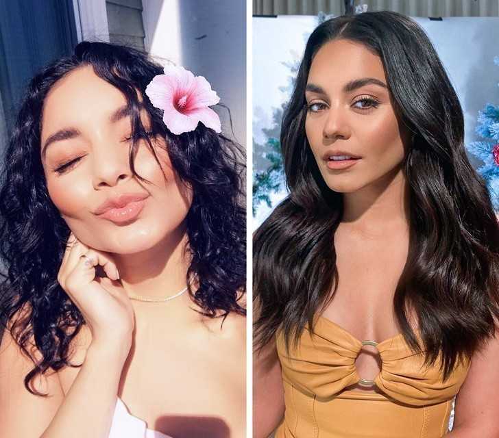 7. Vanessa Hudgens zwykle ukłаda włоsy w miękkie fale, ale kocha takżе swoje naturalne loki.