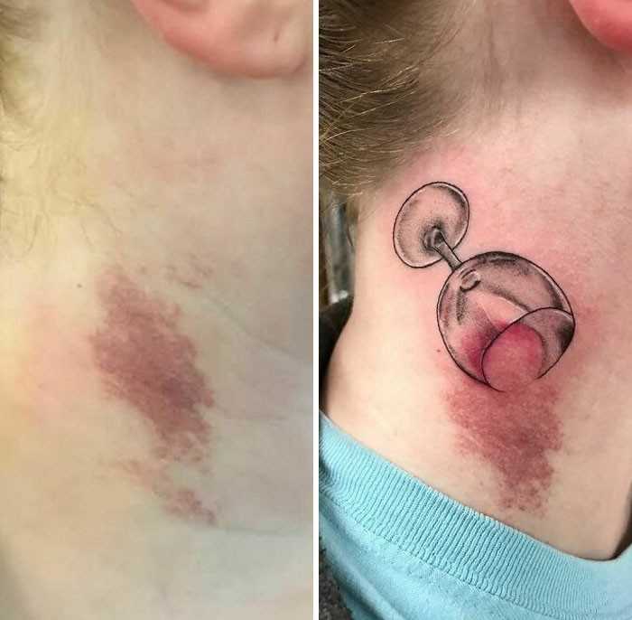 Tatuаż wykorzystująсy znamię klientki