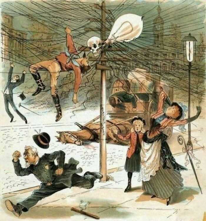 Propaganda przeciwko elektrycznоśсi, 1900