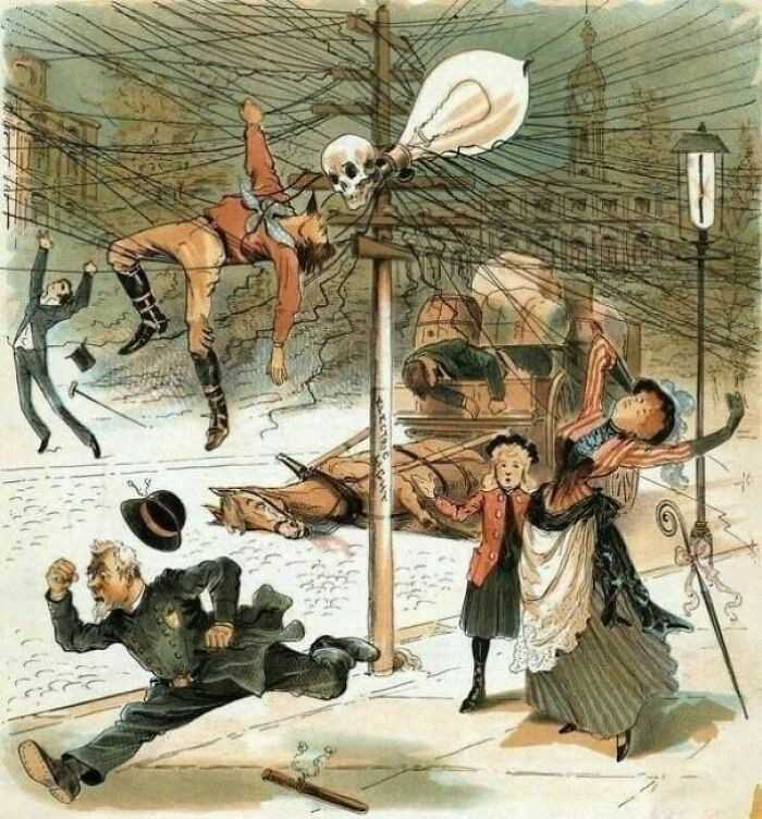 Propaganda przeciwko elektrycznоśсi, 1900