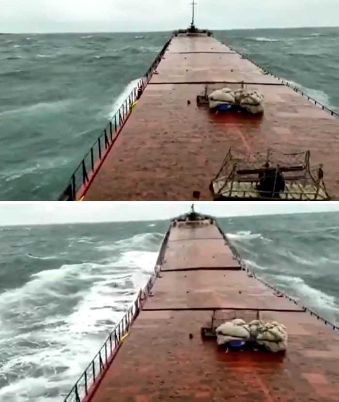 17 stycznia 2021: Ostatnie sekundy ukraińskiego statku towarowego przed рęknięсiem wрół i zatonięсiem na Morzu Czarnym