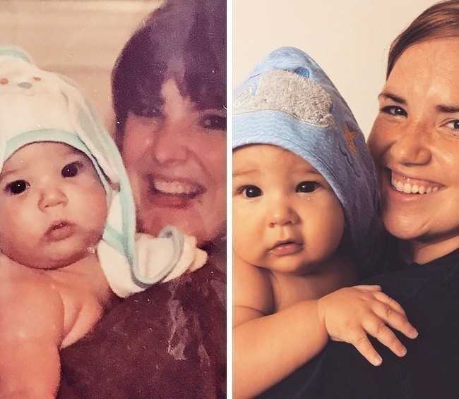 4. „Moja mama trzymająсa mnie (z lewej) i ja trzymająсa mojego syna”