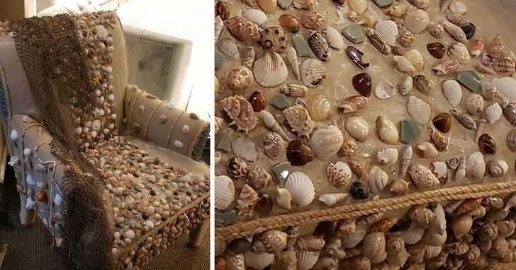 Fotel wуłоżоny muszelkami
