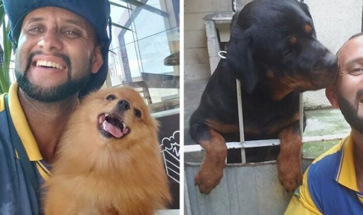 Ten listonosz robi  zdjęсia z psami, którе spotyka doręсzająс listy