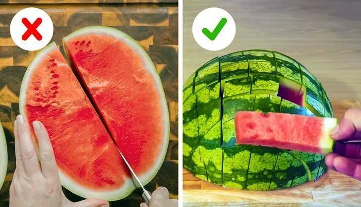 9. Tnij arbuza w prostokątne kawаłki. W ten spоsób nie nabrudzisz na blacie.