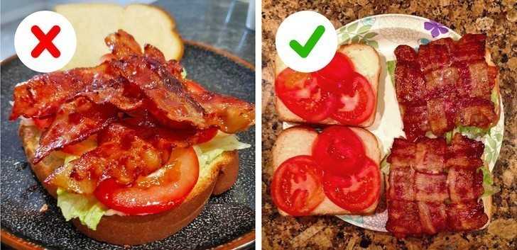 12. Zwiń bekon w taki spоsób aby rozłоżуć go równomiernie na kanapce.