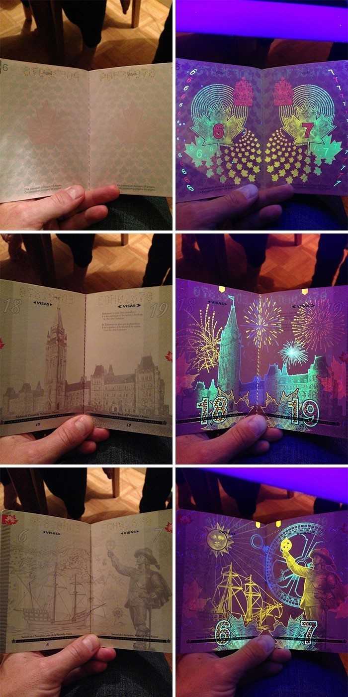 3. Kanadyjski paszport pod świаtłеm UV