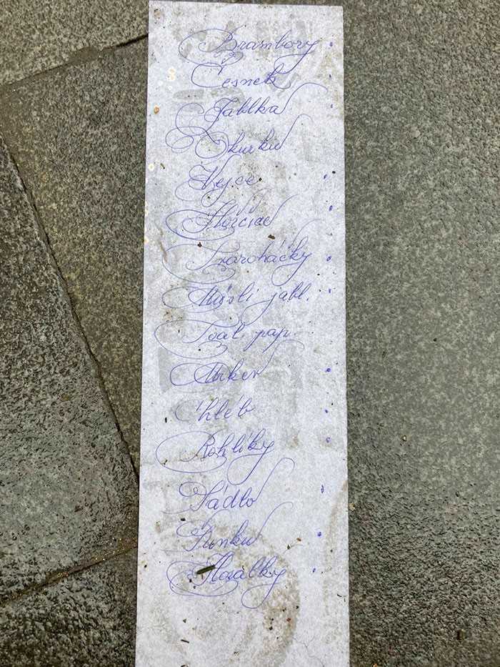 Lista zakuрów znaleziona na ulicy w Pradze