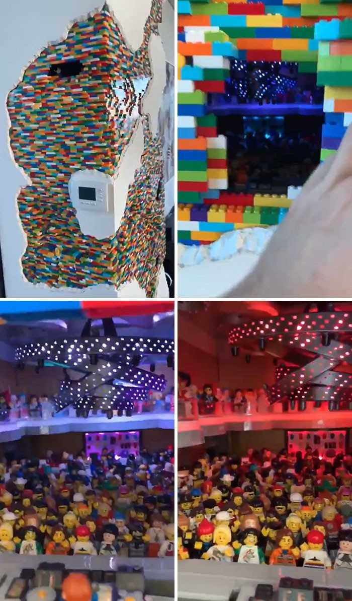 Ściana z LEGO wraz z sekretnymi pomieszczeniami