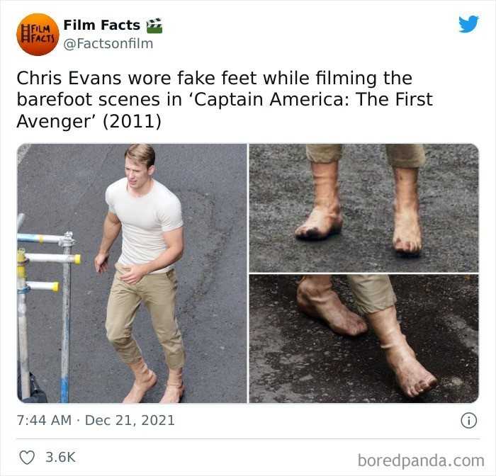 Chris Evans nosił sztuczne stopy podczas nagrywania scen na boso w 