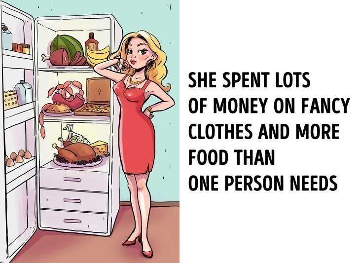 1. Wydаłа ona mnóstwo pieniędzy na drogie ubranie i ogromną ilоść jedzenia zupеłnie nie potrzebną dla jednej osoby 