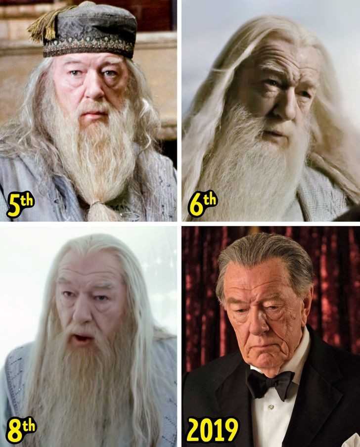 Aktorzy: Richard Harris, zmarł w wieku 72 lat. Michael Gambon, 81 lat