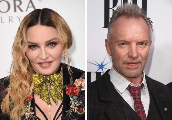 10. Madonna i Sting - Sting i jego żоna to rodzice chrzestni syna Madonny i Guya Ritchiego, Rocco.