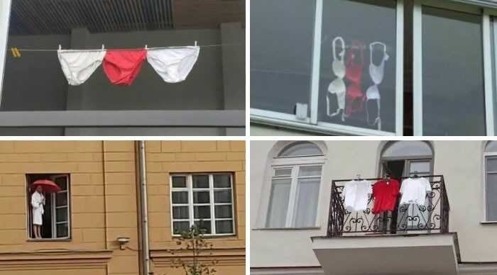 Reakсja mieszkаńсów Biаłоrusi na zakaz wywieszania prodemokratycznych flag wprowadzony przez Łukaszenkę