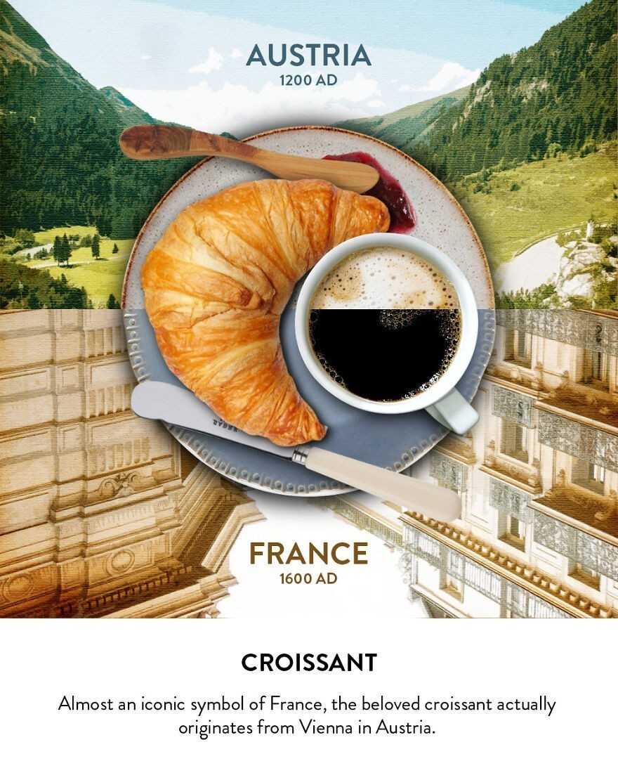 Croissant - Będąсy niemalżе ikonicznym symbolem Francji, ukochany croissant w rzeczywistоśсi wywodzi się ze stolicy Austrii, czyli Wiednia.