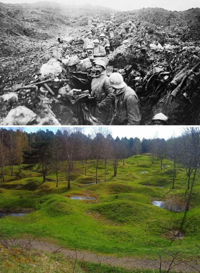 Pole bitwy pod Verdun, 1916 vs obecnie