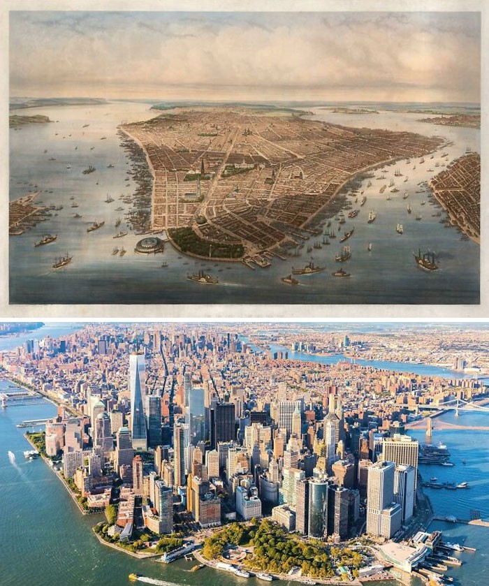 Manhattan, 1851 vs obecnie