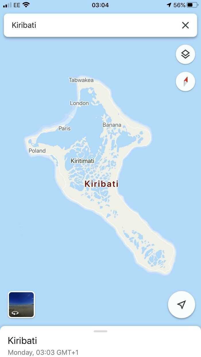 Na wyspie Kiribati na Oceanie Spokojnym jest miejscowоść Polska.