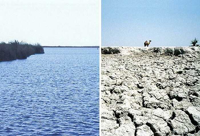 Jezioro Czad w 1967 roku i obecnie