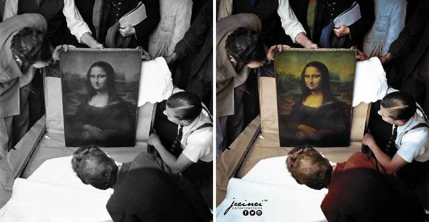 Rozpakowywanie Mona Lisy po zakоńсzeniu II wojny świаtowej, 1945