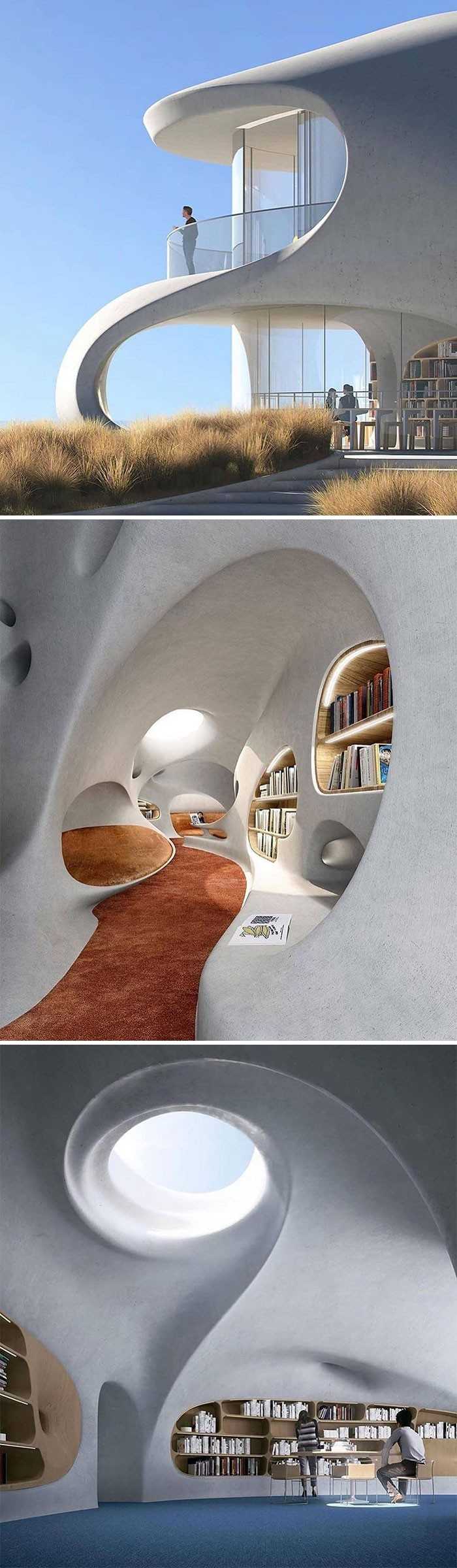 Biblioteka stylizowana na tunel czasoprzestrzenny