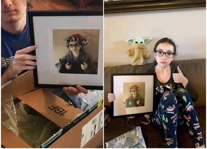 16. "Moja cÃ³rka daÅ‚a swojemu bratu wÅ‚asne zdjÄ™cie z autografem pod choinkÄ™."